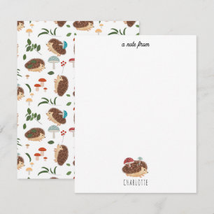 Tarjeta Pequeña Erizo Lindo Hongo Bosque Animal Niños