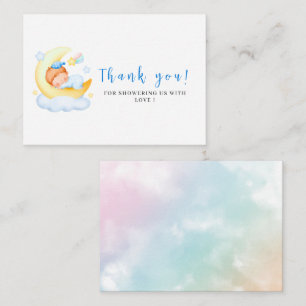 Tarjeta Pequeña Es un chico Watercolor azul ducha bebé gracias