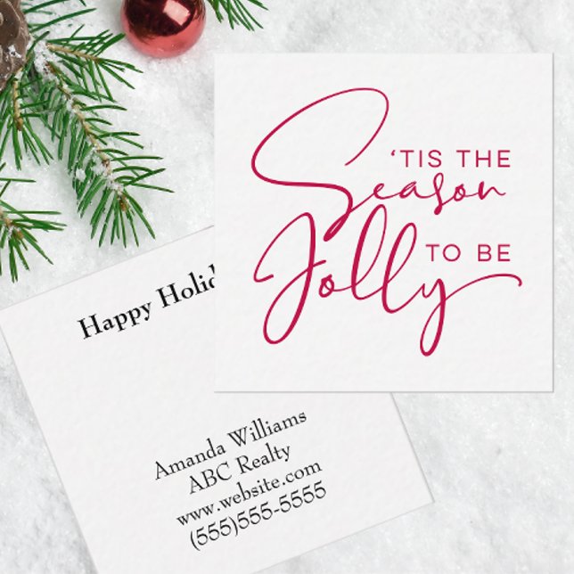 Tarjeta Pequeña Ésa es la estación para ser feriado alegre (Personalized Christmas Notecard for Business)