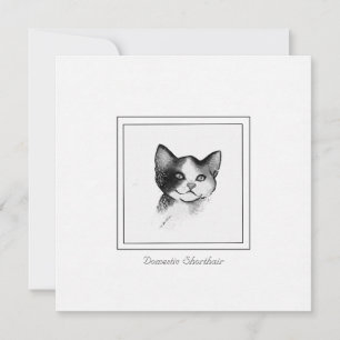 Tarjeta Pequeña Esbozo de gato contemporáneo de un acorazado domés