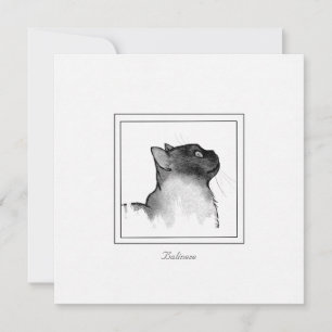 Tarjeta Pequeña Esbozo en blanco y negro de un gato balinés