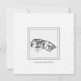 Tarjeta Pequeña Esbozo minimalista de gatos de carbón vegetal