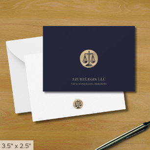Tarjeta Pequeña Escalas de Justicia Azul y Oro de la Marina
