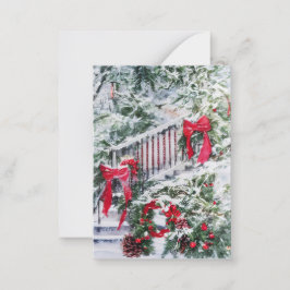 Tarjeta Pequeña Escaleras decoradas con nieve presupuesto mini Nav