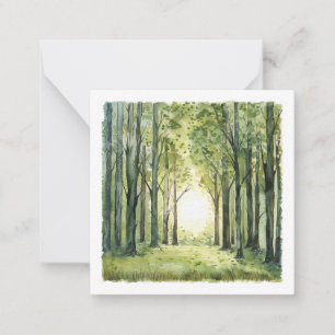Tarjeta Pequeña Escena de acuarela de bosque encantado
