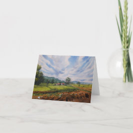 Tarjeta Pequeña Escena De Granja En Acuarelas