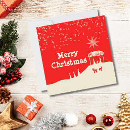 Tarjeta Pequeña Escena de la Natividad Minimalista Feliz Navidad