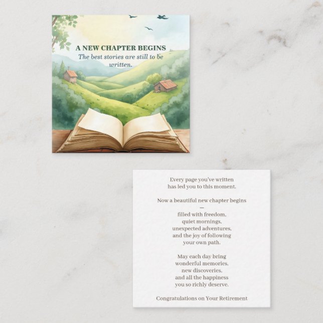 Tarjeta Pequeña Escena de paisaje de nuevo capítulo de libro abier (Anverso / Reverso)