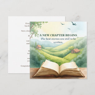 Tarjeta Pequeña Escena de paisaje de nuevo capítulo de libro abier
