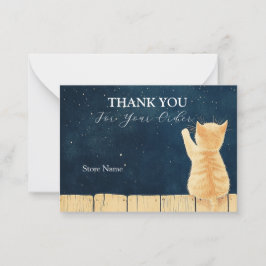 Tarjeta Pequeña Escena De Un Gato Gracias