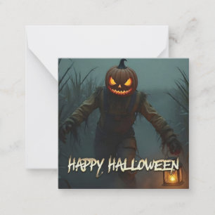 Tarjeta Pequeña Escena espeluznante de Halloween de cabeza de cala
