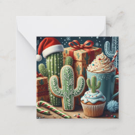 Tarjeta Pequeña Escena Navideña Festiva del Desierto