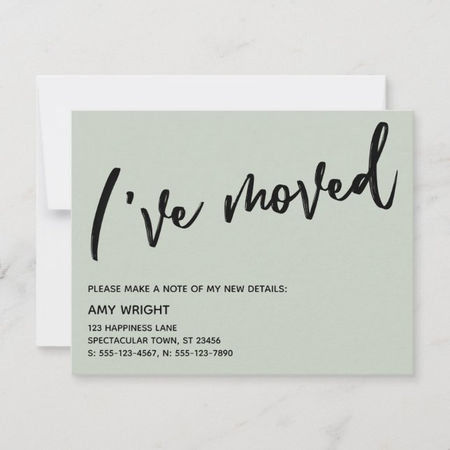 Tarjeta Pequeña Escritura a mano informal que he movido la Invitac (Anverso)