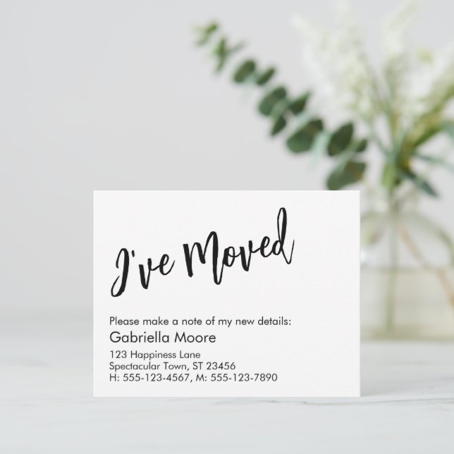 Tarjeta Pequeña Escritura a mano informal que he movido la Invitac (Anverso de pie)