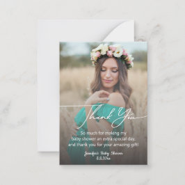 Tarjeta Pequeña escritura a mano moderna foto de bebé ducha gracia