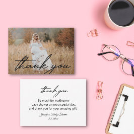 Tarjeta Pequeña escritura a mano moderna gracias foto de bebé