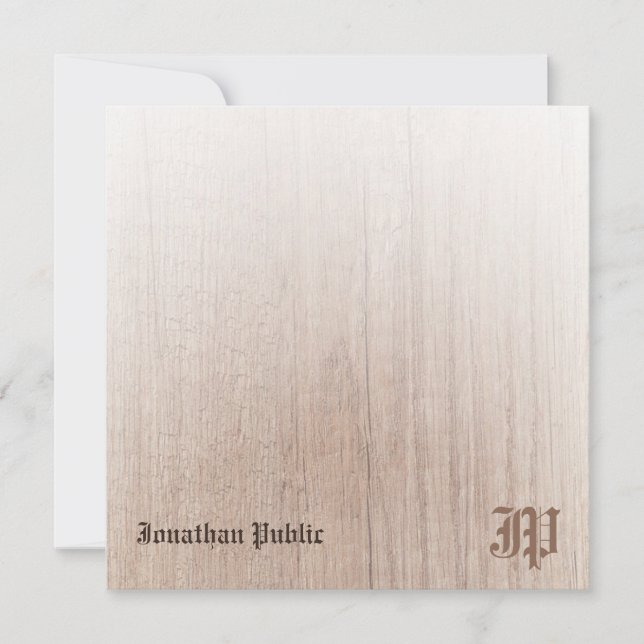 Tarjeta Pequeña Escritura a mano Monograma Aspecto de madera perso (Anverso)