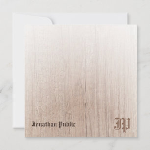 Tarjeta Pequeña Escritura a mano Monograma Aspecto de madera perso