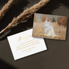 Tarjeta Pequeña escritura de oro gracias foto de bebé