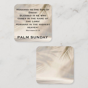 Tarjeta Pequeña Escritura del Domingo de Ramos con sombras suaves 