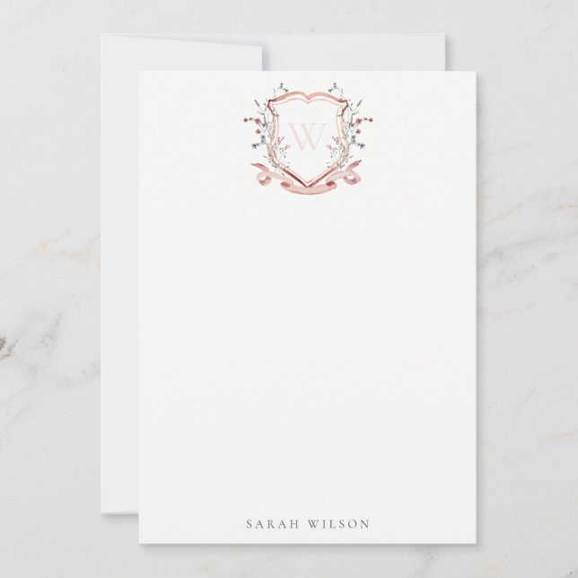 Tarjeta Pequeña Escudo de acuarela de flores silvestres rosadas (Anverso)