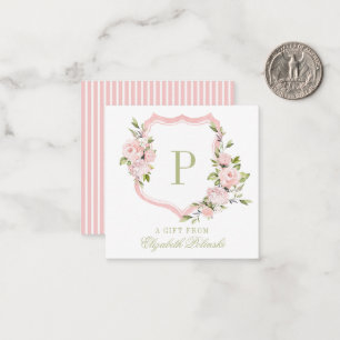 Tarjeta Pequeña Escudo de color de agua rosa Floral Personalizado