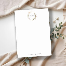 Tarjeta Pequeña Escudo de flores silvestres Dusky Pink Rubor Monog