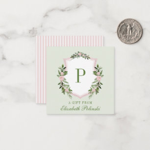 Tarjeta Pequeña Escudo floral de acuarela personalizada regalo ini