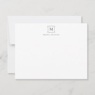 Tarjeta Pequeña Escudo Royal Monogram Gris Smokey Personalizado