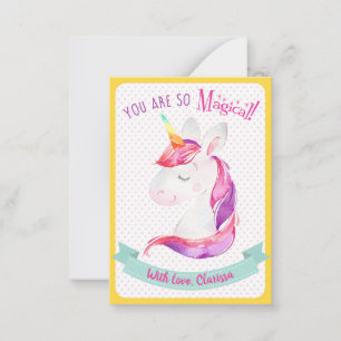 Tarjeta Pequeña Escuela de Classroom de Unicorn Día de San Valentí
