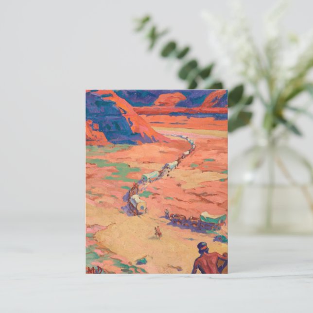 Tarjeta Pequeña Esculpiendo a los intrusos por Maynard Dixon (Anverso de pie)