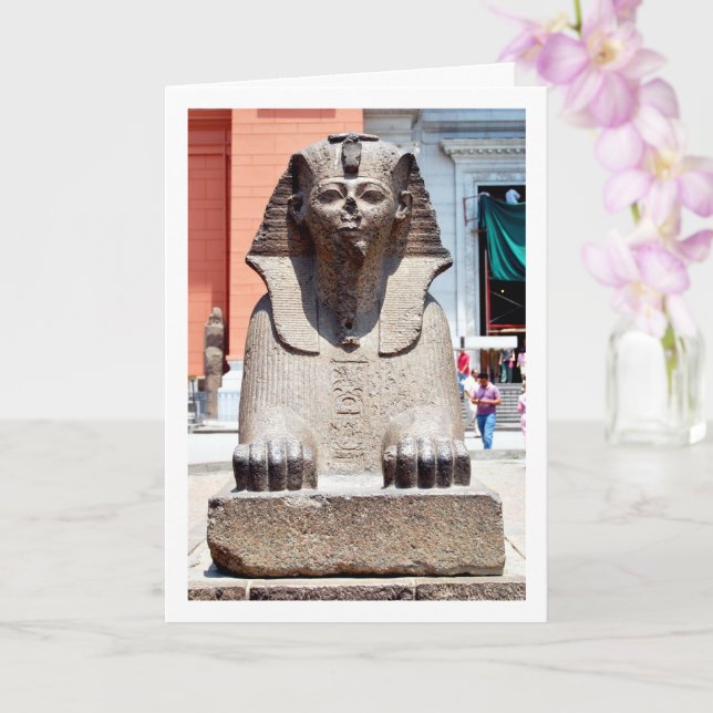 Tarjeta Pequeña Esfinge afuera del Museo de El Cairo, Egip (Orquídea)