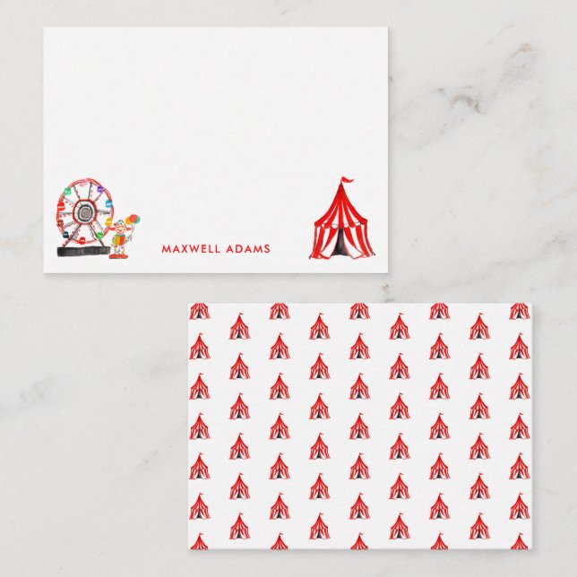 Tarjeta Pequeña Espectáculo de circo de carnaval lindo Payasos Glo (Anverso / Reverso)