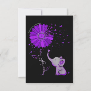 Tarjeta Pequeña Esperanza contra la cinta morada del elefante Alzh