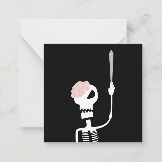 Tarjeta Pequeña esqueleto de Halloween con una espada  (Anverso)