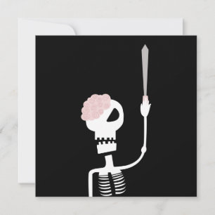 Tarjeta Pequeña esqueleto de Halloween con una espada 