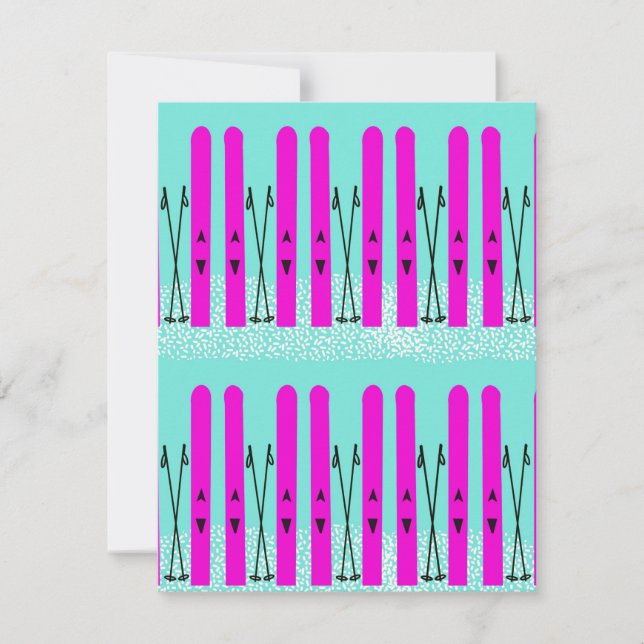 Tarjeta Pequeña Esquí morado en azul (Anverso)