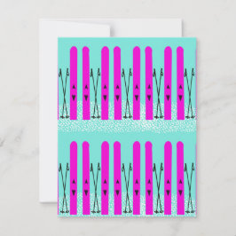 Tarjeta Pequeña Esquí morado en azul