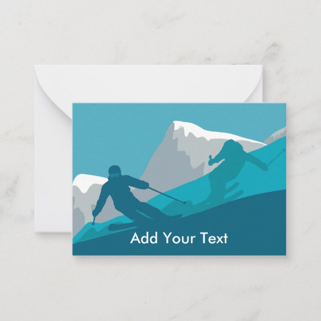 Tarjeta Pequeña Esquiadores Alpinos Esquí Acrobático (Anverso)