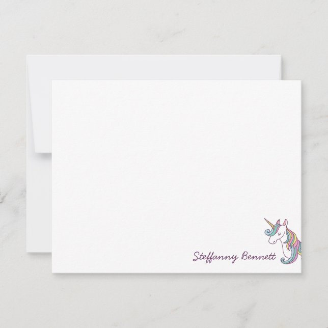 Tarjeta Pequeña Estacionalidad Chica personalizada de Unicorn (Anverso)