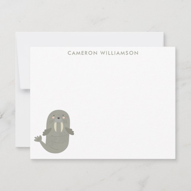 Tarjeta Pequeña Estacionalidad personalizada de Cute Arctic Walrus (Anverso)