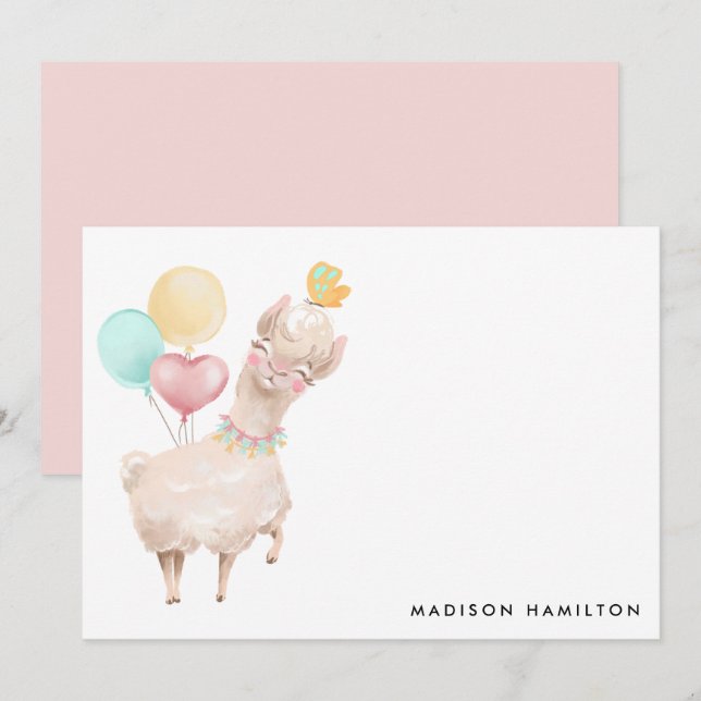 Tarjeta Pequeña Estacionalidad personalizada de Llama dulce (Anverso / Reverso)