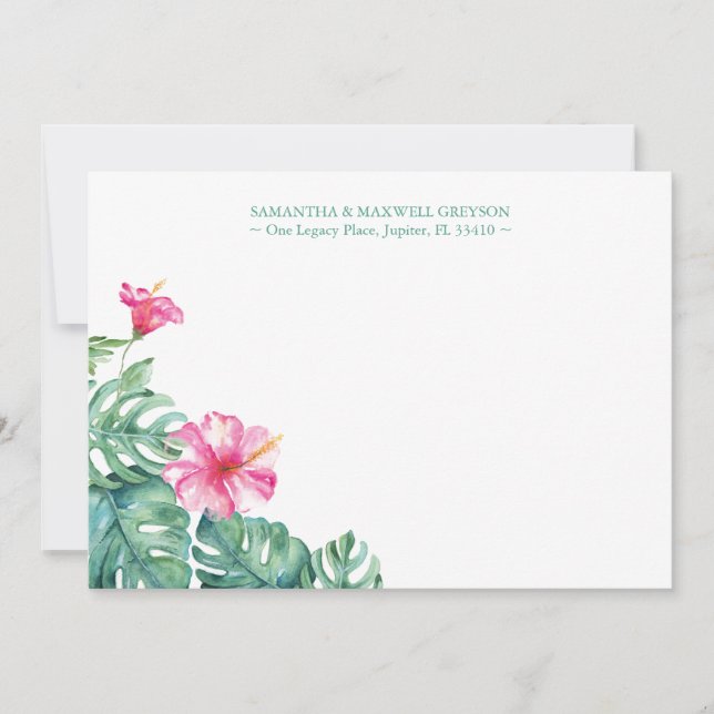 Tarjeta Pequeña Estacionalidad Trópica de Flor Hibiscus Personaliz (Anverso)