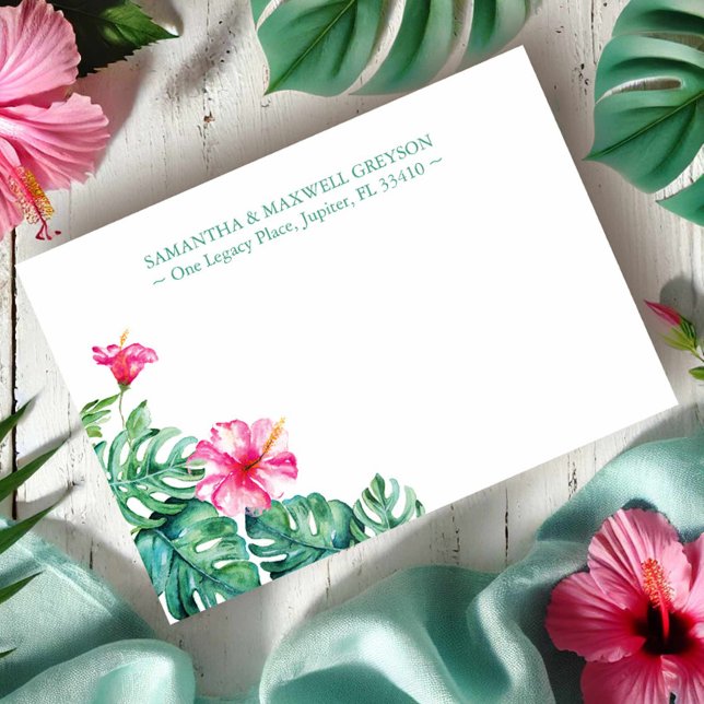 Tarjeta Pequeña Estacionalidad Trópica de Flor Hibiscus Personaliz (pink hibiscus flower note card customizable and on sale. Perfect for thank you notes.)