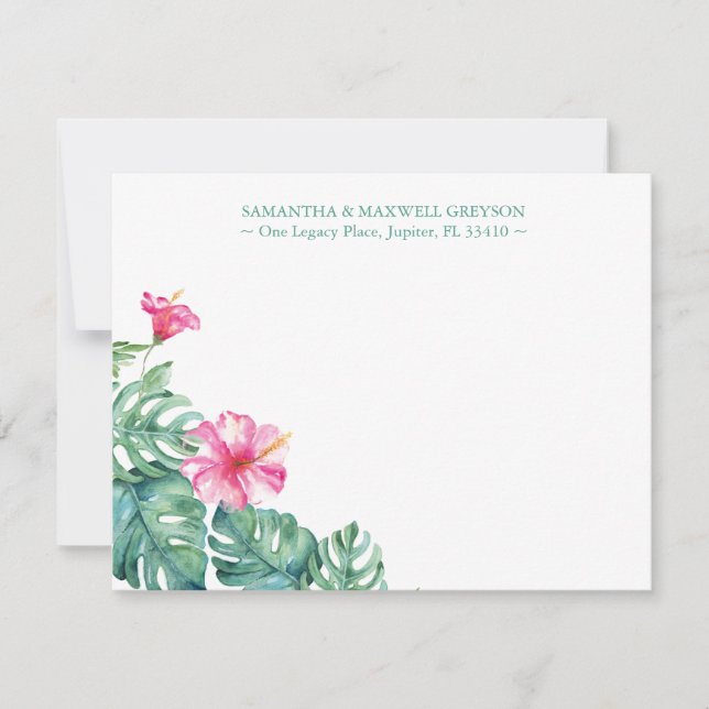 Tarjeta Pequeña Estacionalidad Trópica de Flor Hibiscus Personaliz (Anverso)