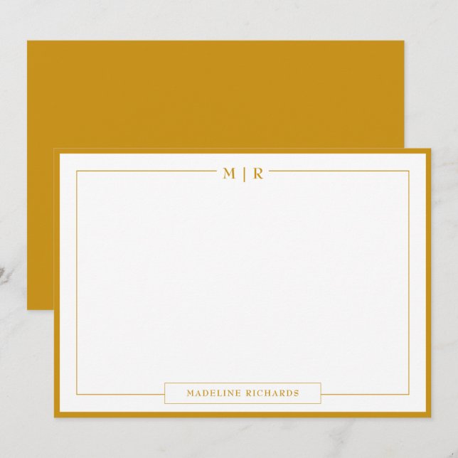 Tarjeta Pequeña Estacionamiento clásico del borde amarillo mostaza (Anverso / Reverso)