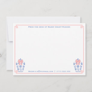 Tarjeta Pequeña Estacionamiento De Acuarela Azul Rosa Femenino Con