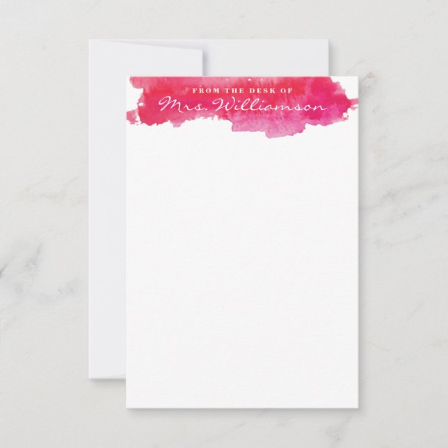 Tarjeta Pequeña Estacionamiento de acuarela rosa caliente (Anverso)