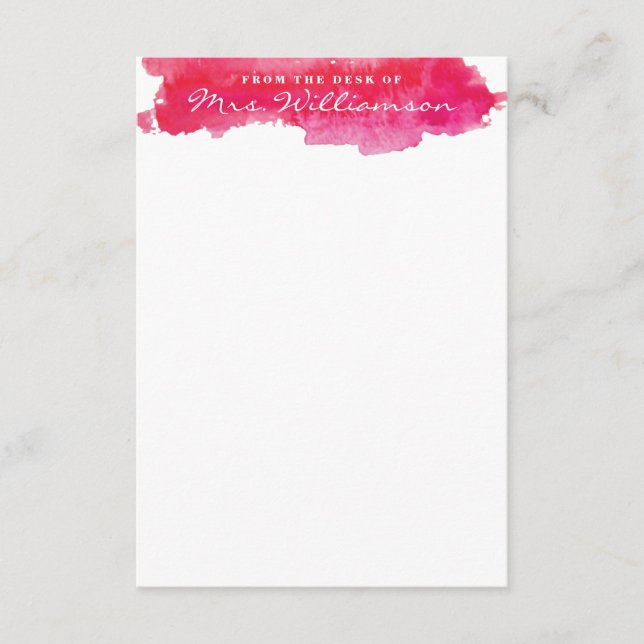 Tarjeta Pequeña Estacionamiento de acuarela rosa caliente (Anverso)