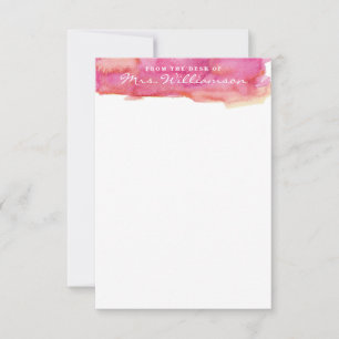 Tarjeta Pequeña Estacionamiento de acuarela rosa y amarillo calien